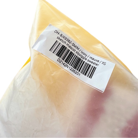 NWT Drew House Sketch Mascot Squiggle Oversized Cardigan in ivory/mauve, Size XS - Picture 12 of 14